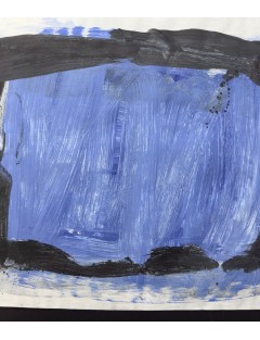 Composition abstraite. Gouache sur papier. Signée et datée 1990 de Bram Bogart
