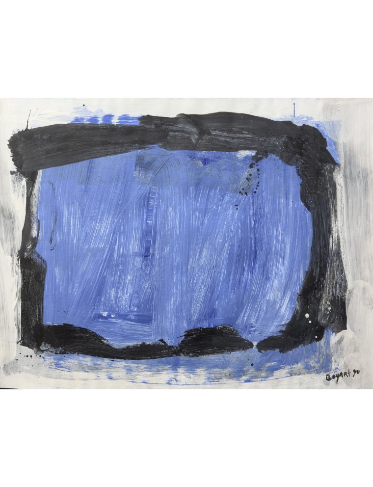 Composition abstraite. Gouache sur papier. Signée et datée 1990 de Bram Bogart