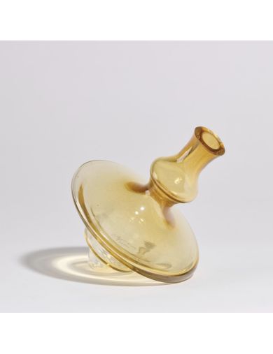 Christian Tortu – Verre – 1980 – Vase toupie en verre teinté jaune