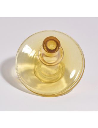 Christian Tortu – Verre – 1980 – Vase toupie en verre teinté jaune