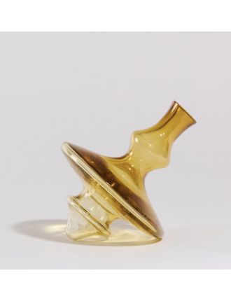 Christian Tortu – Verre – 1980 – Vase toupie en verre teinté jaune