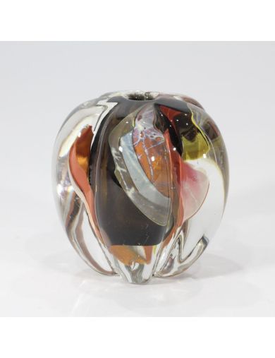 Claude Monod – Verre – Vase en verre soufflé à décor polychrome en inclusion travaillé à chaud