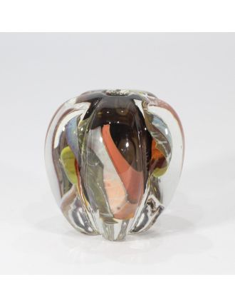 Claude Monod – Verre – Vase en verre soufflé à décor polychrome en inclusion travaillé à chaud