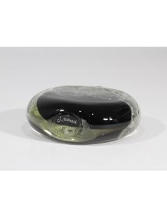 Claude Monod – Verre – Vase lenticulaire en verre soufflé à décor intercalaire de motifs d'une gourde bleu et gris