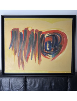 "Sur fond jaune". 1966. Huile sur toile signée de James Pichette