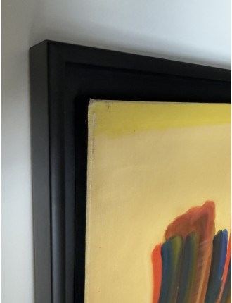 "Sur fond jaune". 1966. Huile sur toile signée de James Pichette
