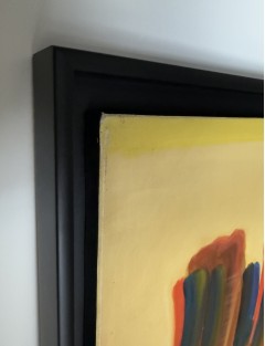 "Sur fond jaune". 1966. Huile sur toile signée de James Pichette