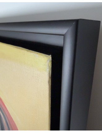 "Sur fond jaune". 1966. Huile sur toile signée de James Pichette
