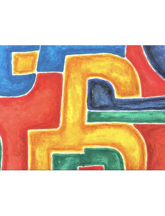 Composition abstraite. Aquarelle sur papier multicolore signée de Georges Collignon