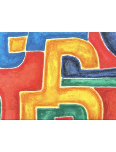 Composition abstraite. Aquarelle sur papier multicolore signée de Georges Collignon