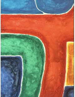 Composition abstraite. Aquarelle sur papier multicolore signée de Georges Collignon