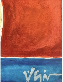 Composition abstraite. Aquarelle sur papier multicolore signée de Georges Collignon