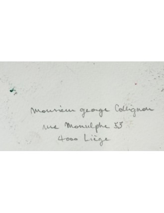 Composition abstraite. Aquarelle sur papier multicolore signée de Georges Collignon