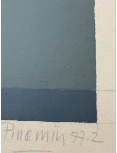 Composition abstraite. Gouache sur papier. Signée et datée 1977 de Jean-Pierre Pincemin