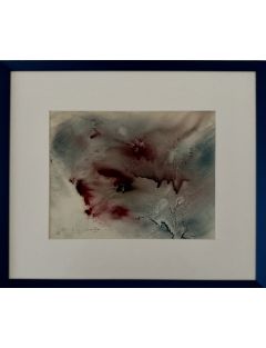 Dora Maar (Henriette Théodora Markovitch) – Huile – Composition abstraite en rouge et bleu