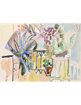 Heinrich Steiner – Papier – Paysage italien vue de la terrasse