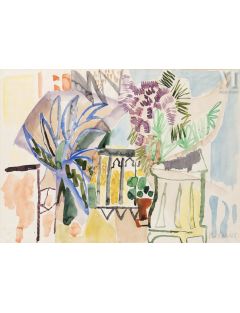 Heinrich Steiner – Papier – Paysage italien vue de la terrasse
