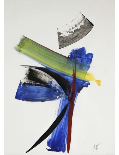 Jean Miotte – Acrylique – Composition en bleu, vert jaune et rouge