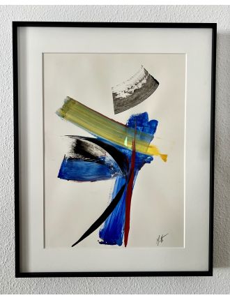 Jean Miotte – Acrylique – Composition en bleu, vert jaune et rouge
