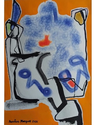 Venu d'ailleurs. Technique mixte sur papier de Anastasio Marquez