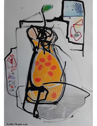 Captivité songeuse. Technique mixte sur papier de Anastasio Marquez