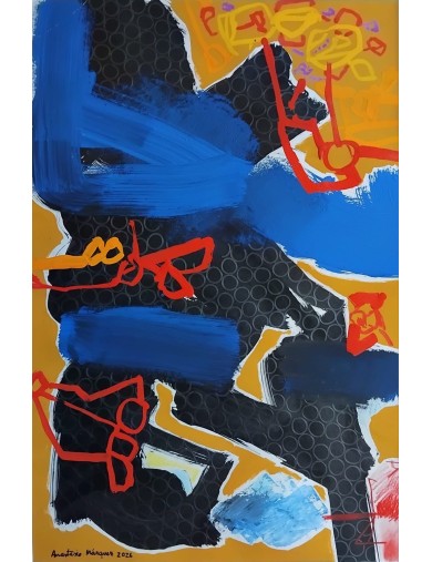 Jazz à St Germain. Technique mixte sur papier de Anastasio Marquez
