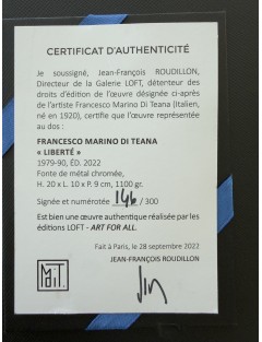Sculpture, épreuve en metal chrome de Francesco Marino Di Teana