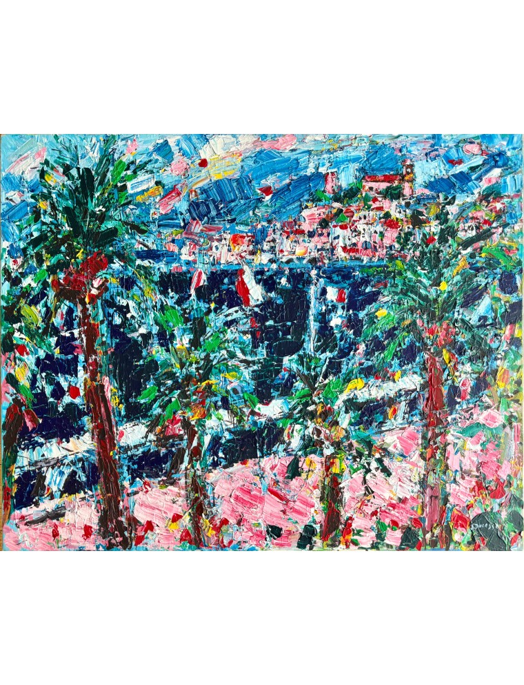 Vue de la croisette a Cannes. Huile sur toile de Jean Ducasse Vue de la croisette a Cannes. Huile sur toile de Jean Ducasse