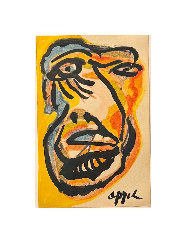 Aquarelle et encre sur papier de Karel Appel