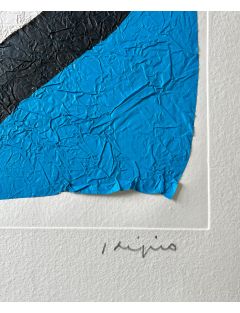 Serigraphie sur papier froisse de Ladislas Kijno