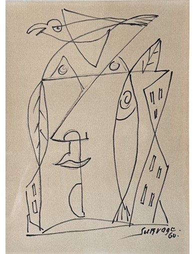 Dessin au feutre sur papier de Leopold Survage