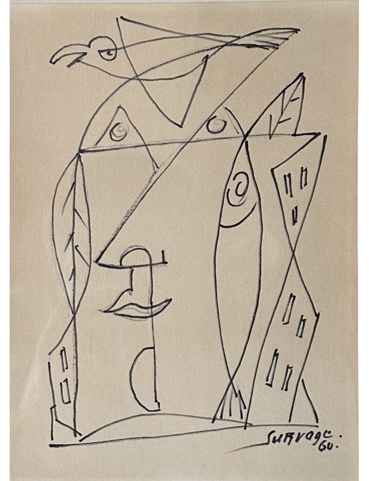 Dessin au feutre sur papier de Leopold Survage Dessin au feutre sur papier de Leopold Survage