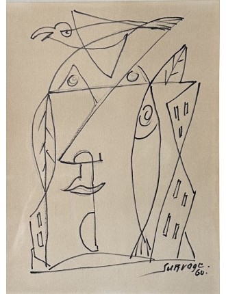 Dessin au feutre sur papier de Leopold Survage