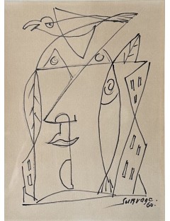 Dessin au feutre sur papier de Leopold Survage