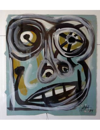 Tete. Technique mixte, collage sur grande feuille velin de Antonio Saura