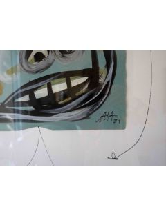 Tete. Technique mixte, collage sur grande feuille velin de Antonio Saura