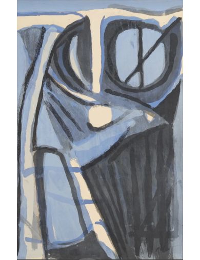 Lithographie sur papier. 1975. Ton bleu noir de Bram Van Velde