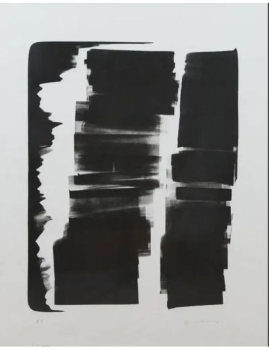 Lithographie noir sur papier, L-6-1974 de Hans Hartung