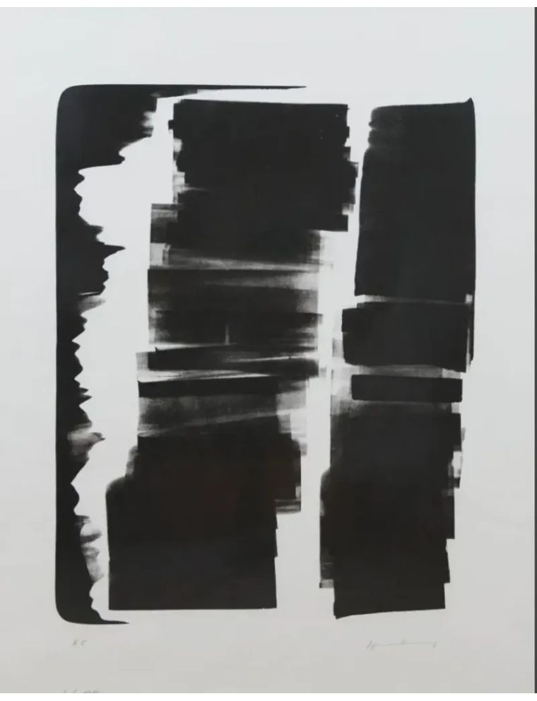Lithographie noir sur papier, L-6-1974 de Hans Hartung