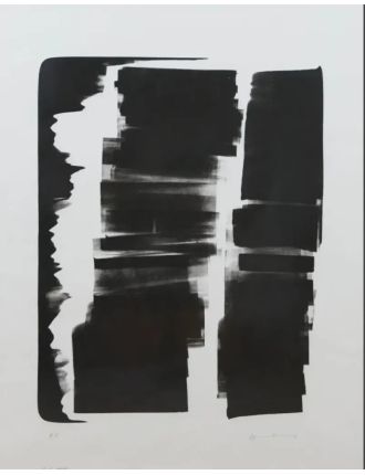Lithographie noir sur papier, L-6-1974 de Hans Hartung