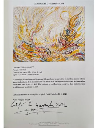 Paysage ensoleille. 1933. Gouache de Geer Van Velde