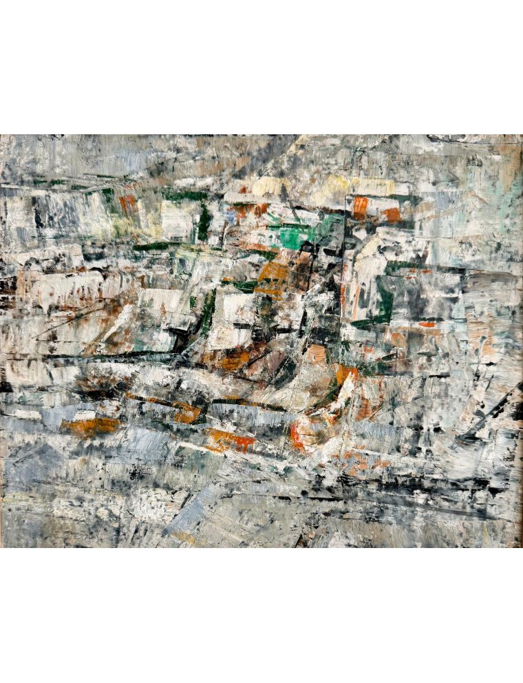 Huile sur papier de Ecole Abstraite des annees 50