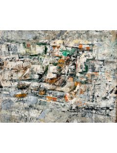Huile sur papier de Ecole Abstraite des annees 50