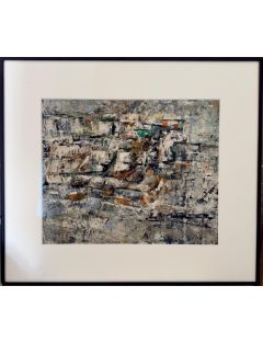 Huile sur papier de Ecole Abstraite des annees 50