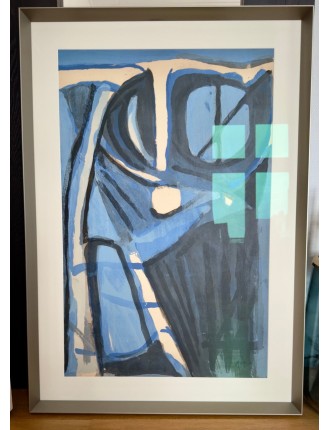 Lithographie sur papier. 1975. Ton bleu noir de Bram Van Velde