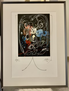 Composition abstraite. Technique mixte, collage sur velin de Antonio Saura