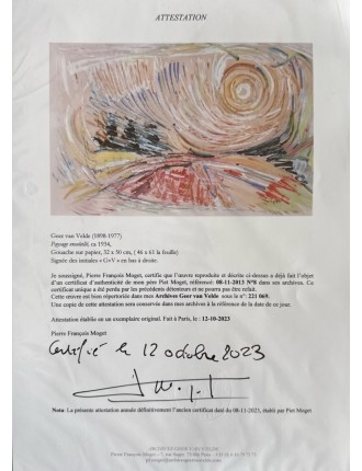 Geer Van Velde – Paysage ensoleillé – Gouache 1934
