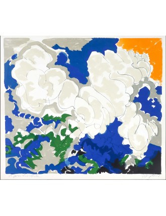 Lithographie couleur paysage abstrait de Maurice Wyckaert