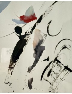 Composition abstraite de Jean Miotte. Acrylique sur papier