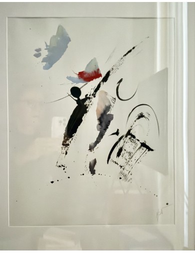 Composition abstraite de Jean Miotte. Acrylique sur papier